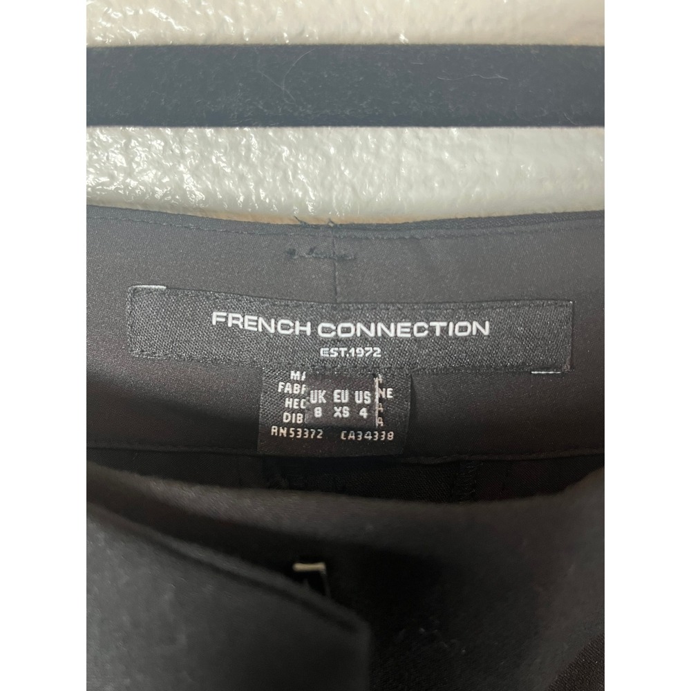 French Connection Azra Wide Leg Twill Pants Trousers High Rise Black Size 4 - Picture 4 of 9